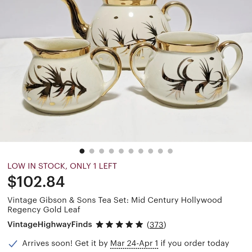 Cream and Black Ceramic Tea Set - Picture 7 of 9